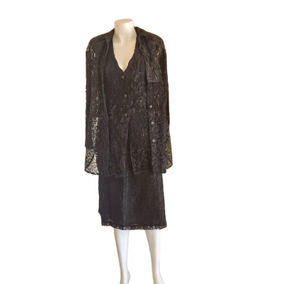 Faith vintage 3 pc set smal womens 80s 90s coat skirt top beaded jeweled Three F - Picture 2 of 10